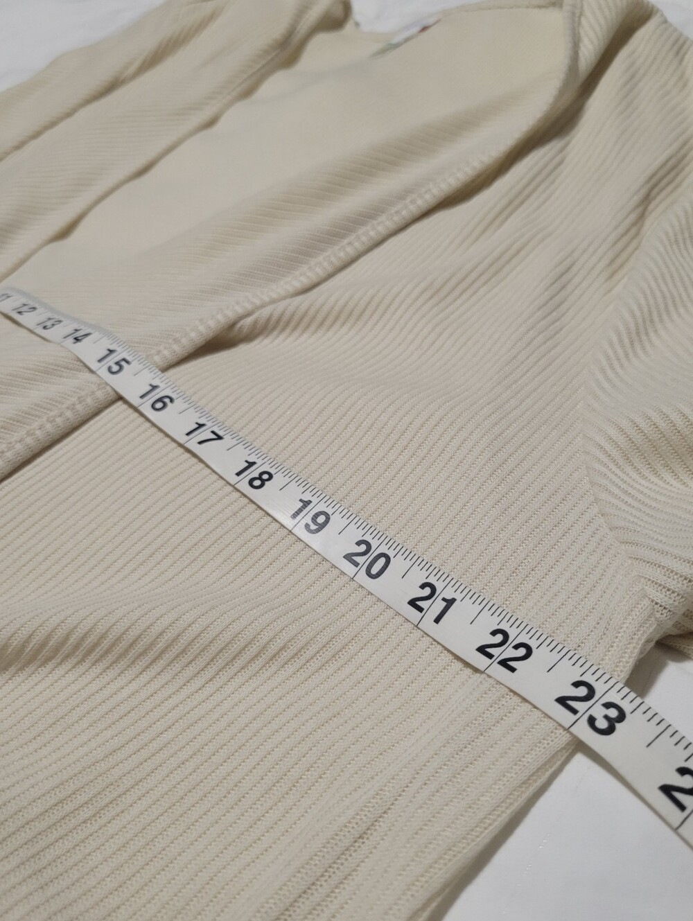 Cream Open-Front Ribbed Women's Cardigan - Picture 6 of 7